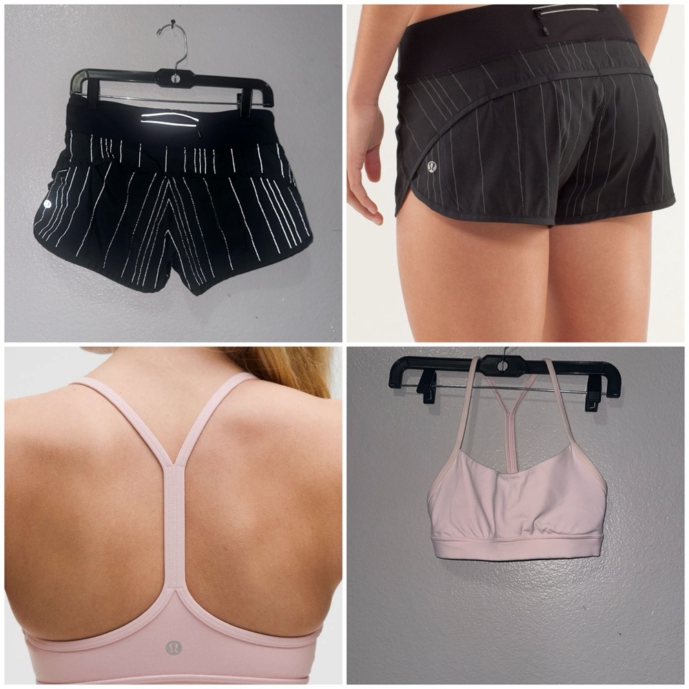 Two lululemon athletica Black Pinstripe Women's Athletic Shorts - Picture 1 of 9